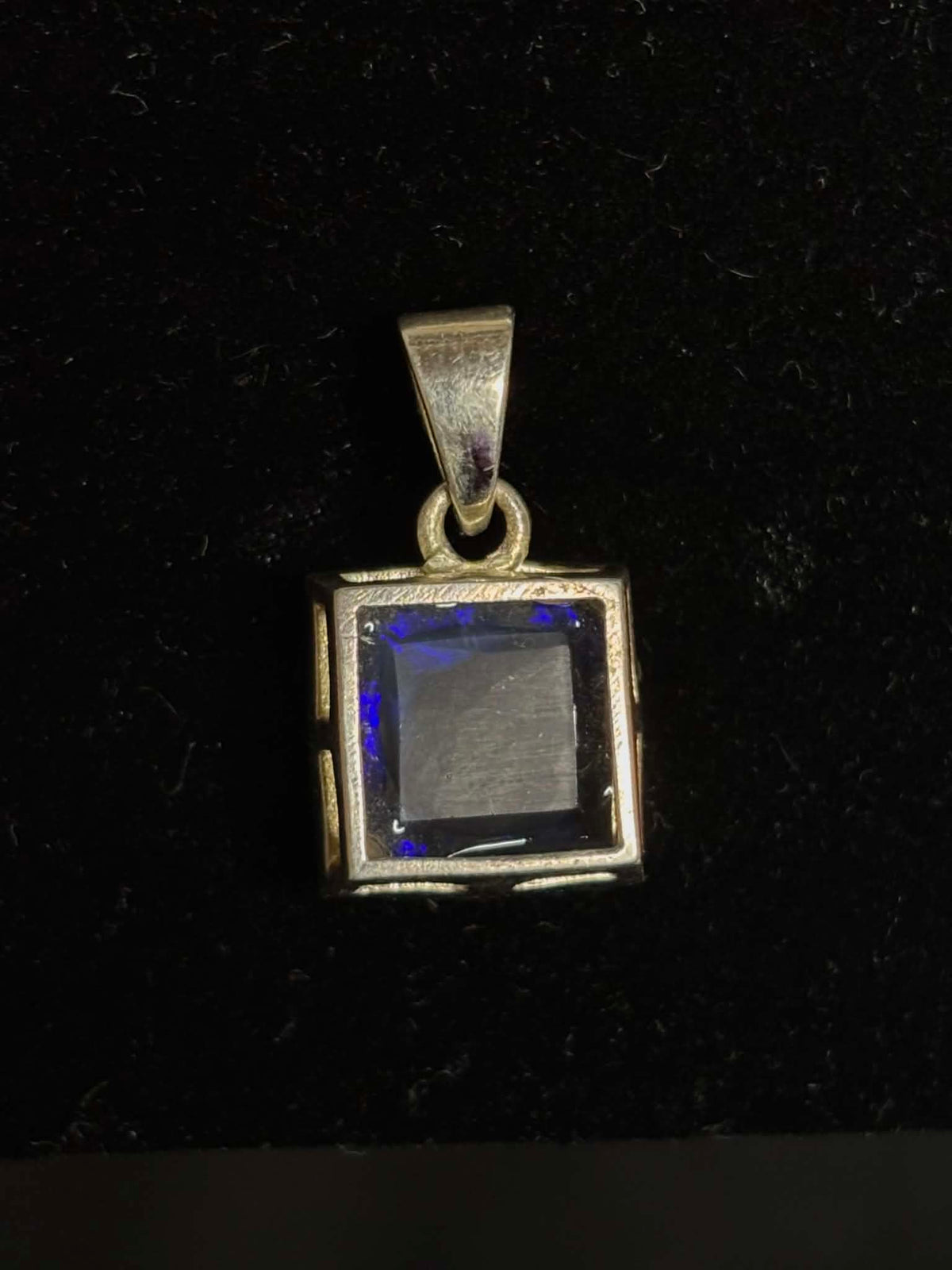 925 Sterling Silver Black Opal Pendant