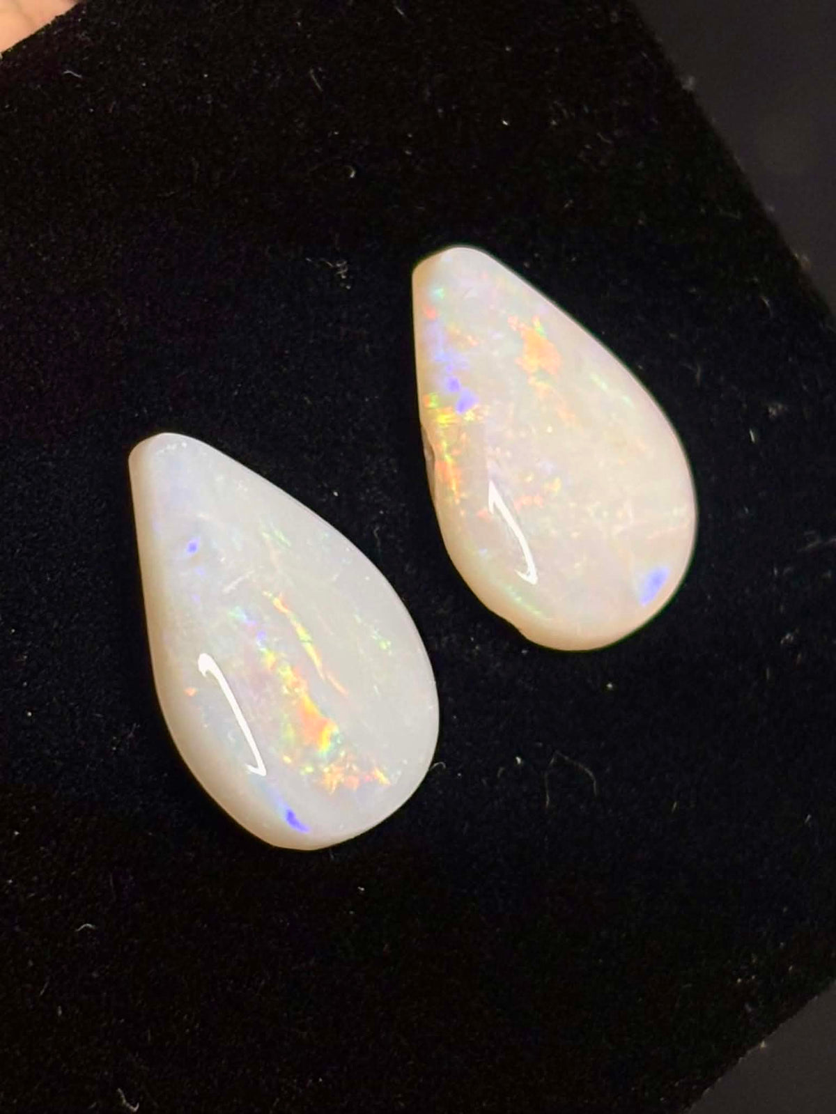 6ct Pear Coober Pedy Australian White Opal, 2 Stone Parcel