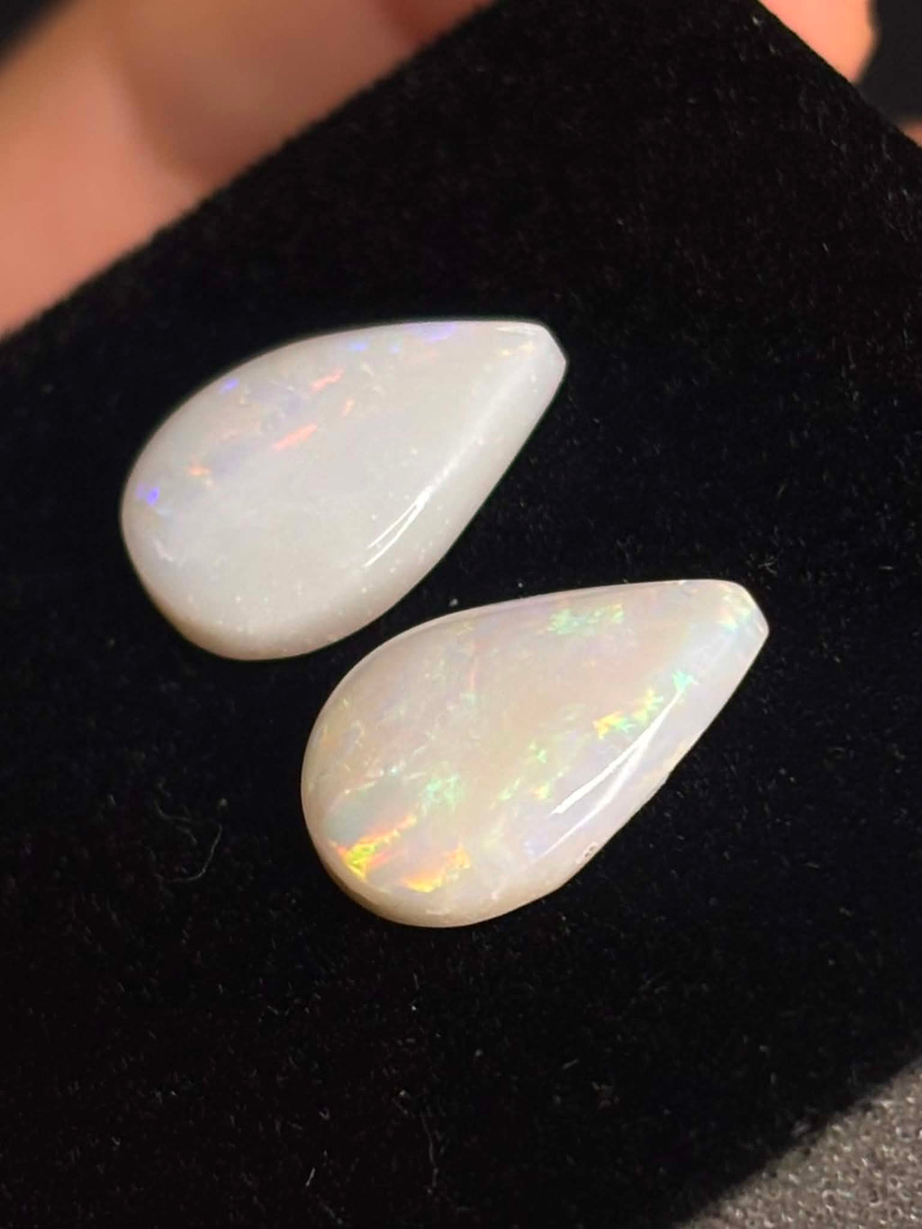 6ct Pear Coober Pedy Australian White Opal, 2 Stone Parcel