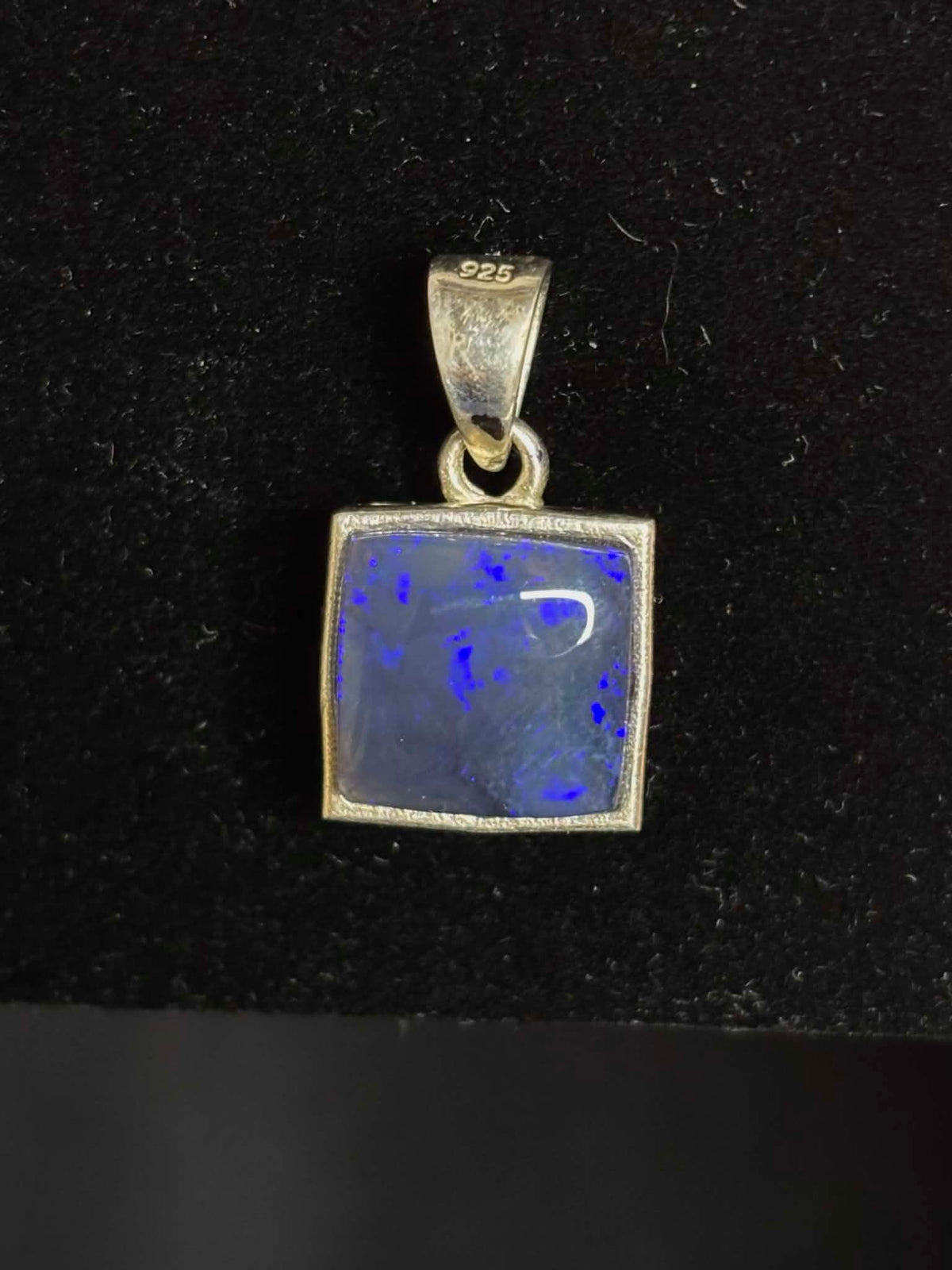 925 Sterling Silver Black Opal Pendant