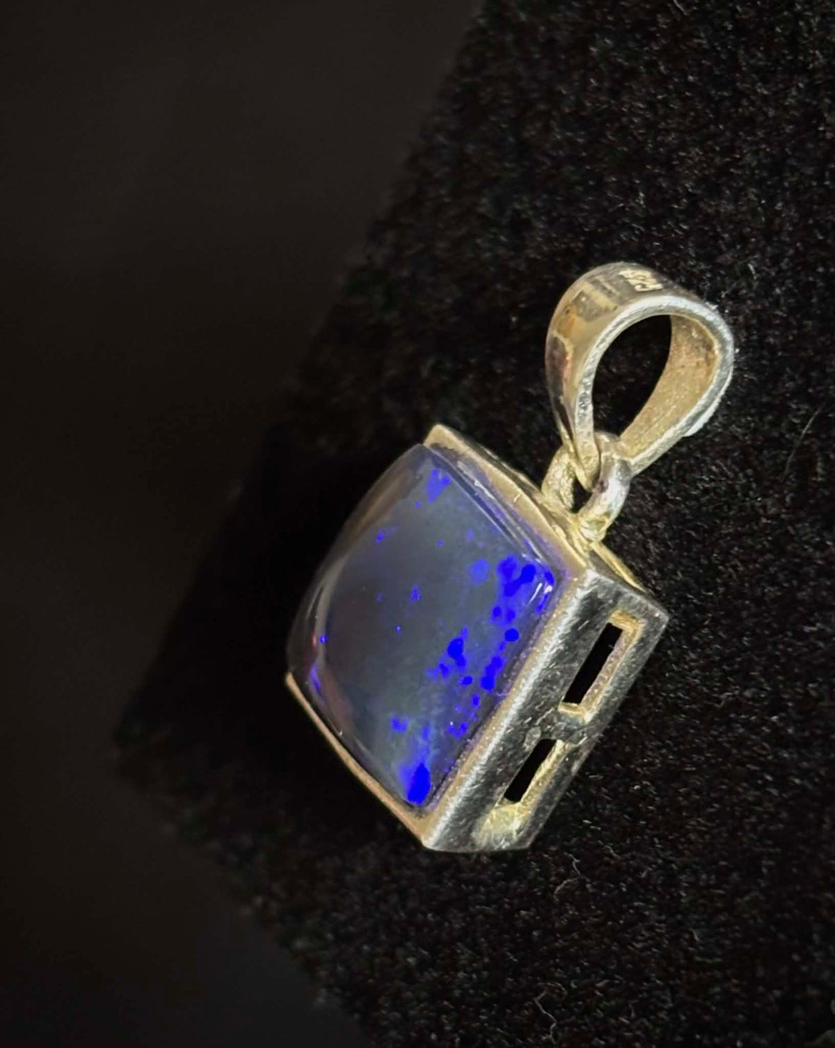 925 Sterling Silver Black Opal Pendant