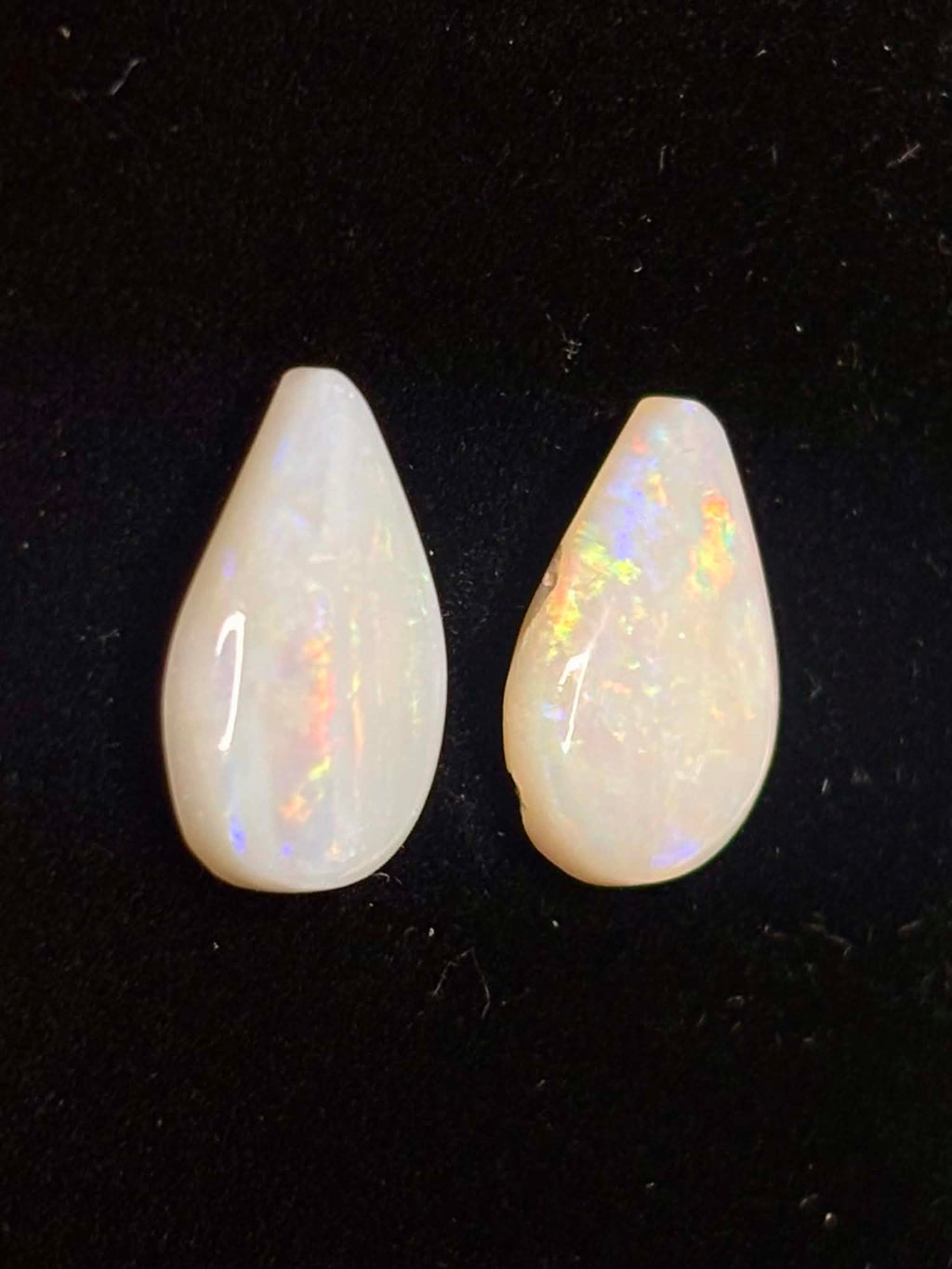 6ct Pear Coober Pedy Australian White Opal, 2 Stone Parcel