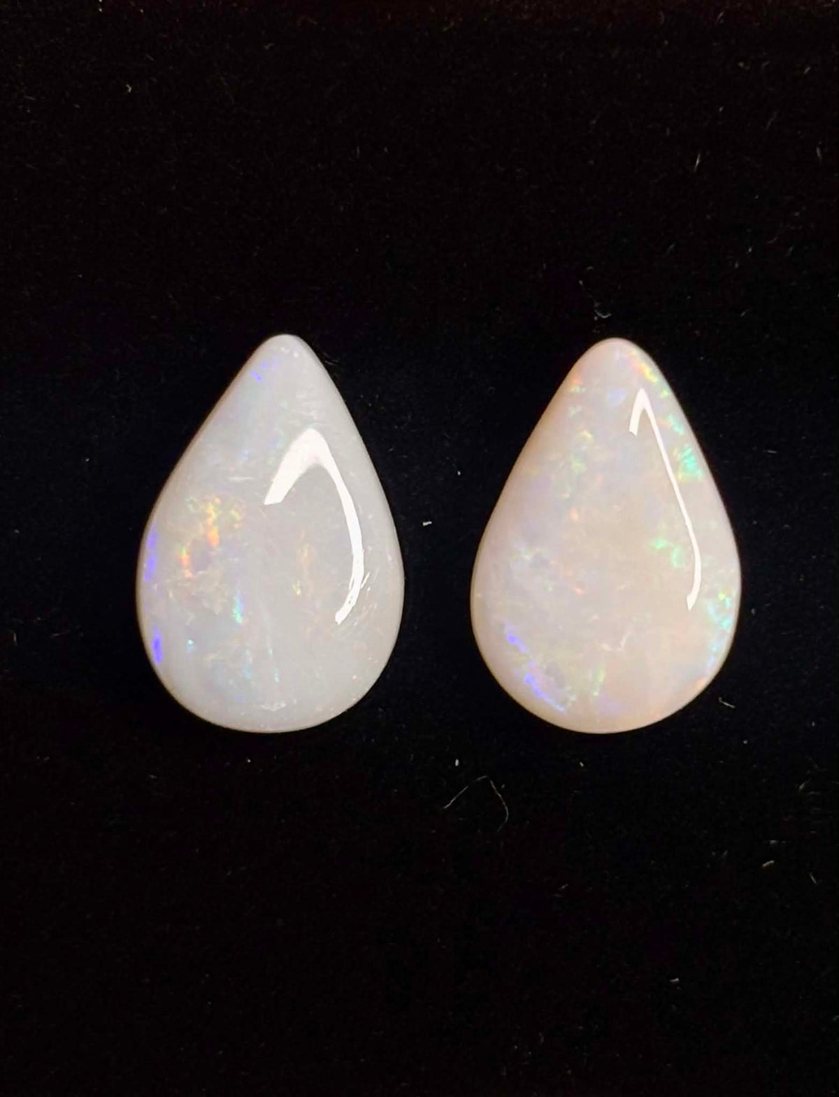 6ct Pear Coober Pedy Australian White Opal, 2 Stone Parcel