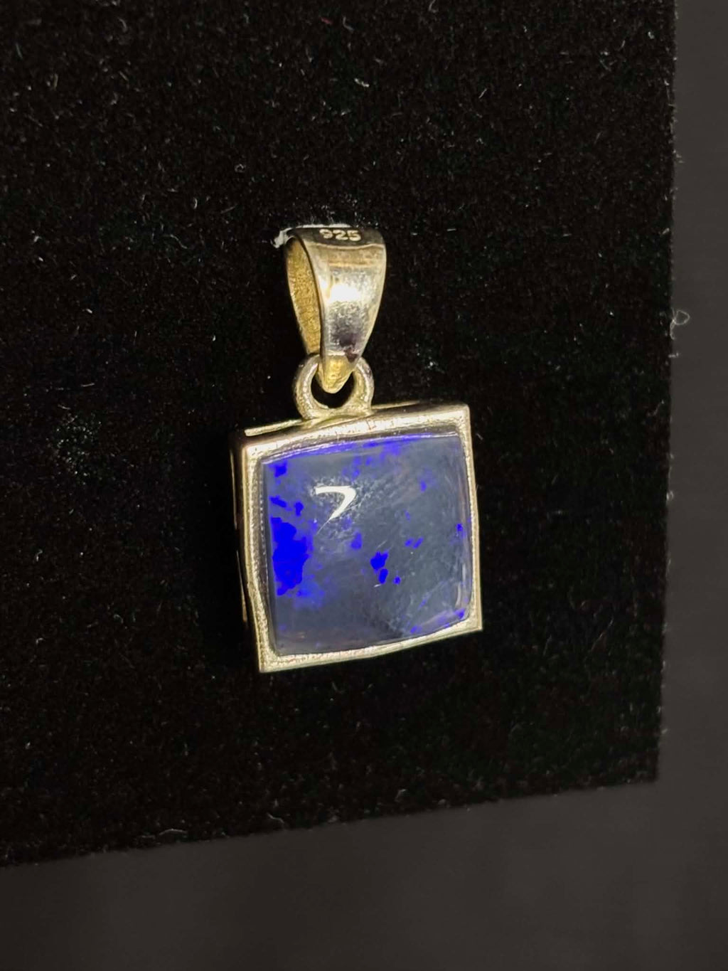 925 Sterling Silver Black Opal Pendant